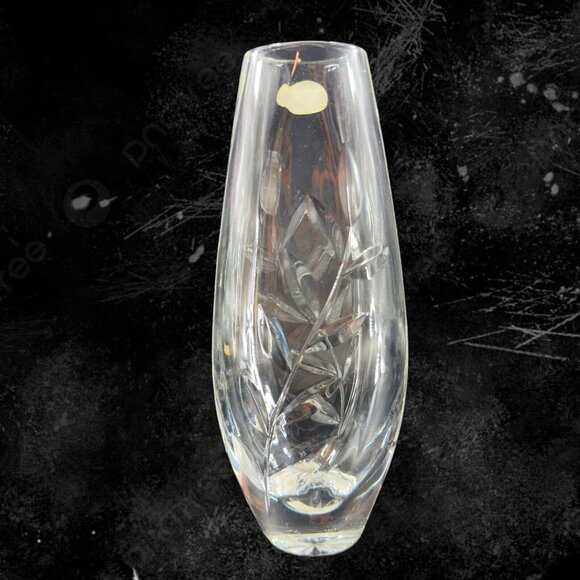 Royal Doulton Clear Crystal Glass Vase Made In Slovakia Park Place With Sticker - Picture 1 of 16